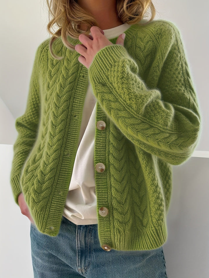 Dwina -  Cable Knitted Cardigan With Button