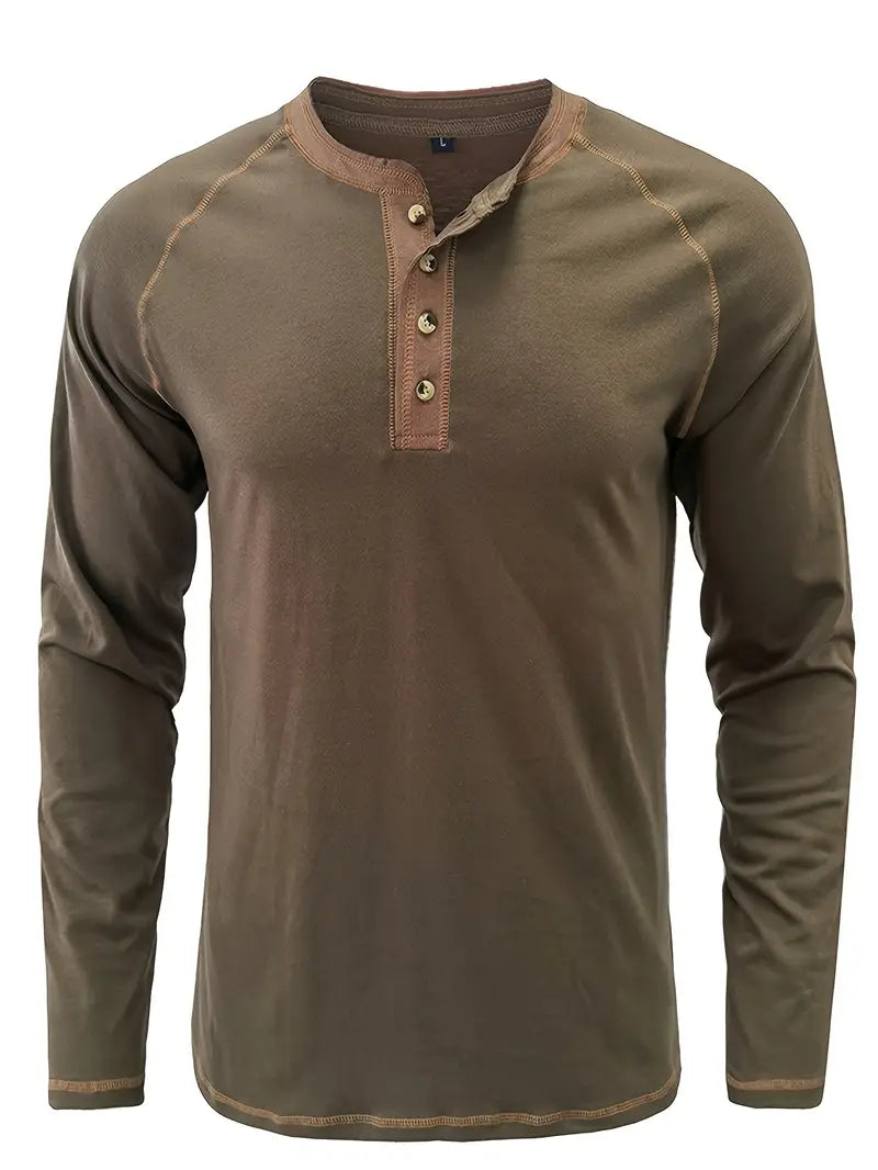 Sharma - Long Sleeve Crew Neck Henley Shirt