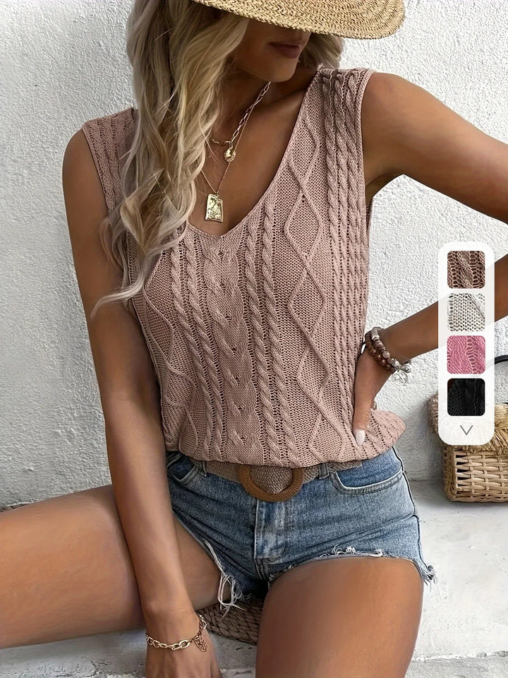 Juno - Casual Sleeveless Top With V Neck