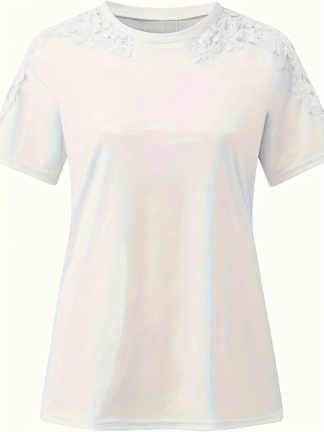 Ancuta - Elegant Summer Short Sleeve T Shirt With Lace