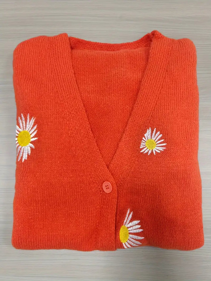 Korina - Elegant Long Sleeve Cardigan With Button