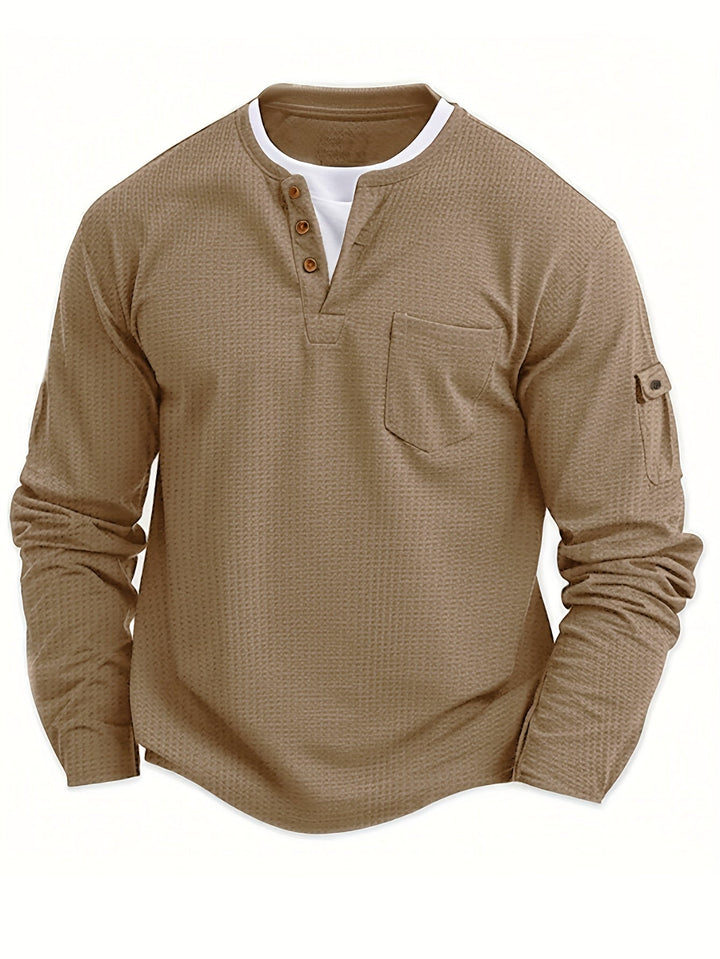 Wladimir - Long Sleeve Polo Shirt With Button And Pocket