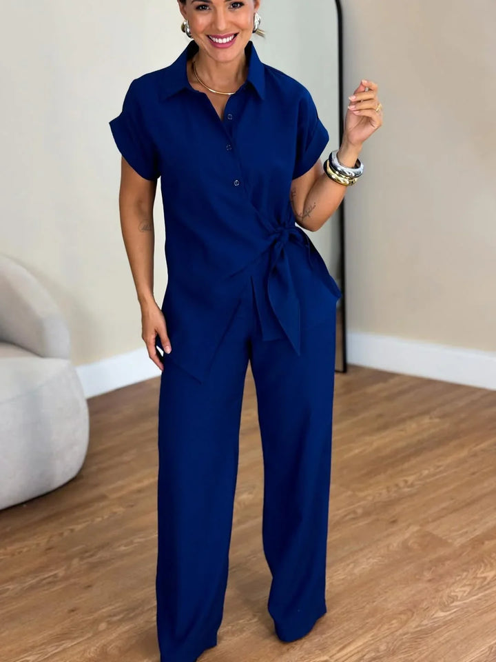 Lorie - Elegant Two Piece Chic Set With Tied Front