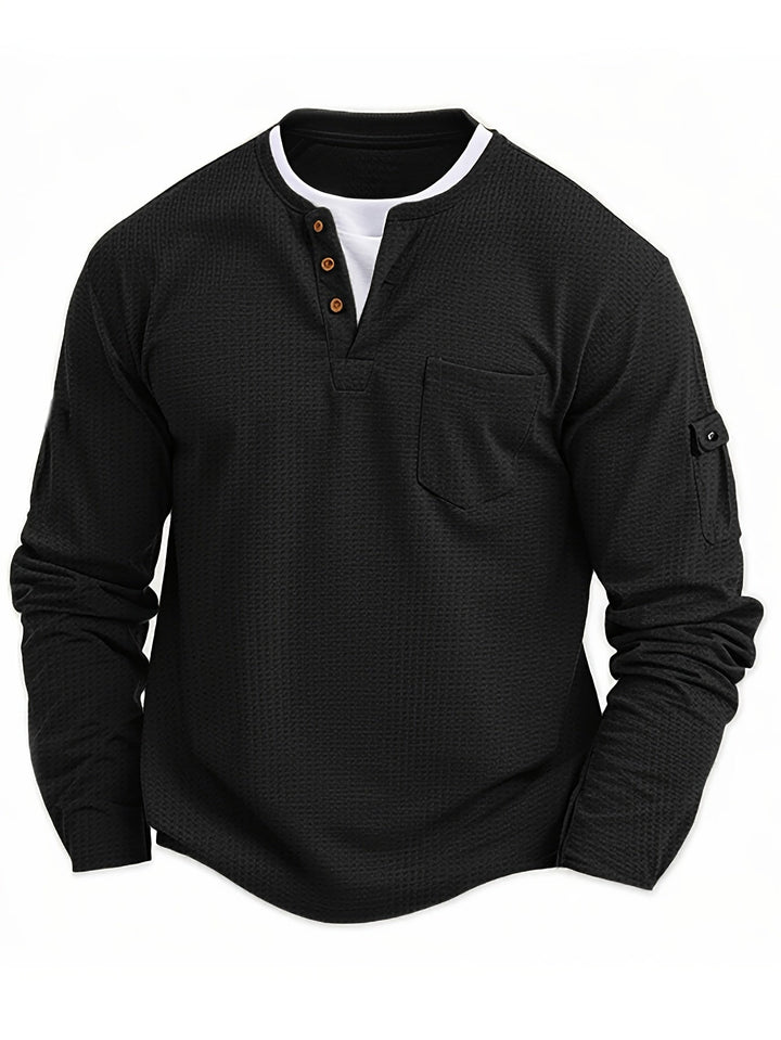Wladimir - Long Sleeve Polo Shirt With Button And Pocket