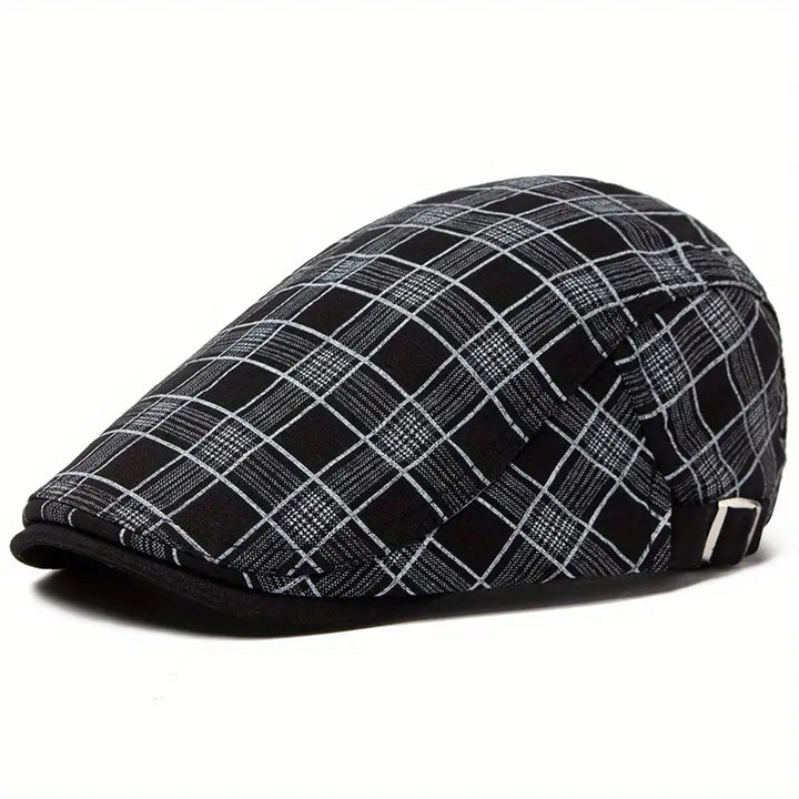 Zared - Adjustable Vintage Plaid Beret Cap
