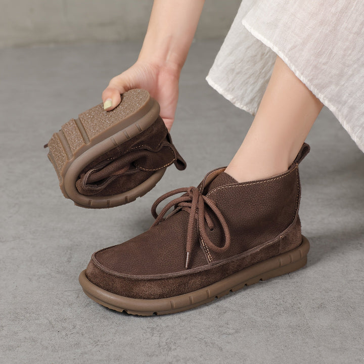 Lirinda - Leather Ankle Boots With Lace Up