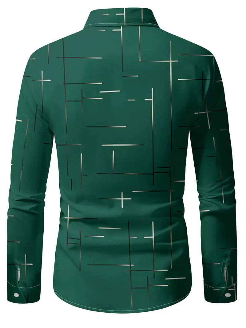 Nerio - Geometric Print Long Sleeve Shirt