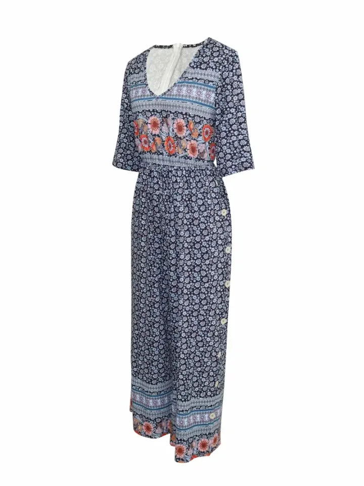 Nerina - Vintage Boho Jumpsuit With Floral Print