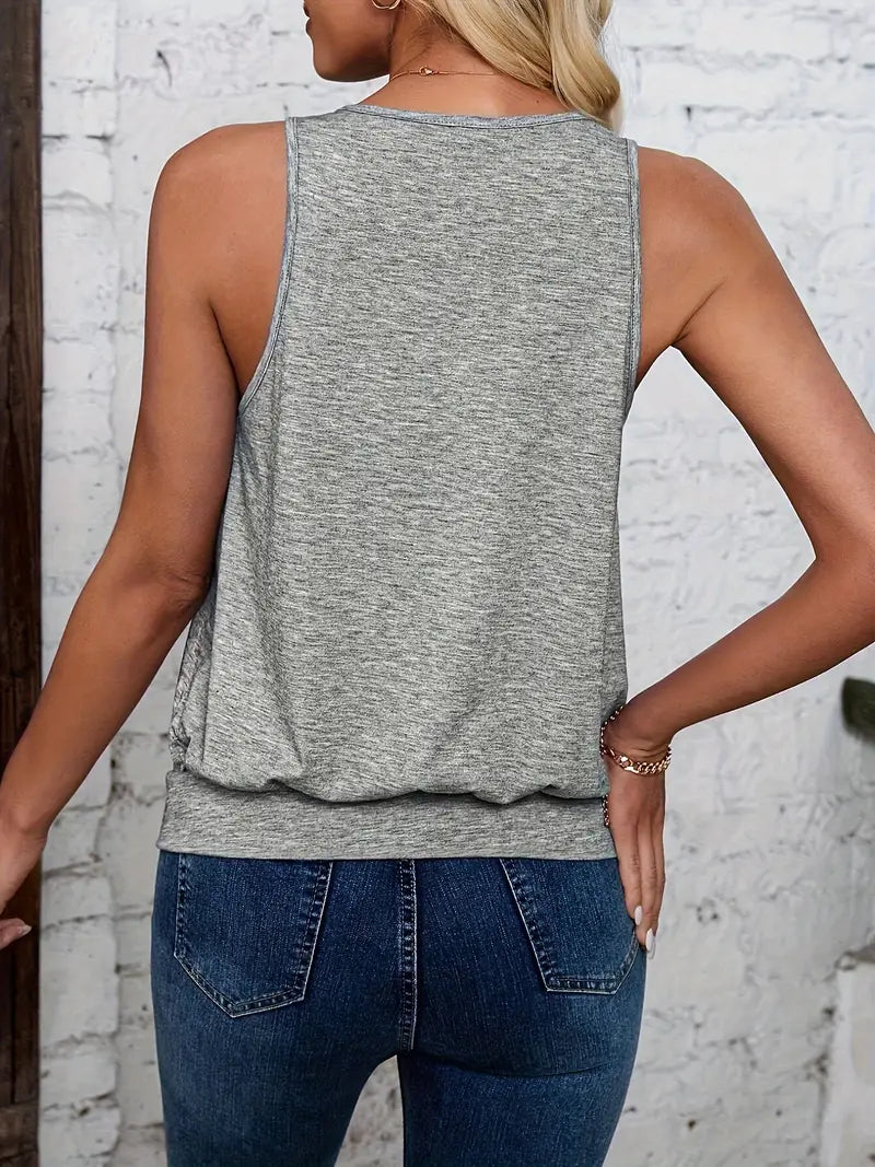 Afroditi - Casual V-Neck Knit Tank Top