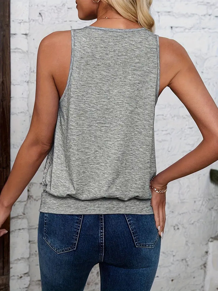 Afroditi - Casual V-Neck Knit Tank Top