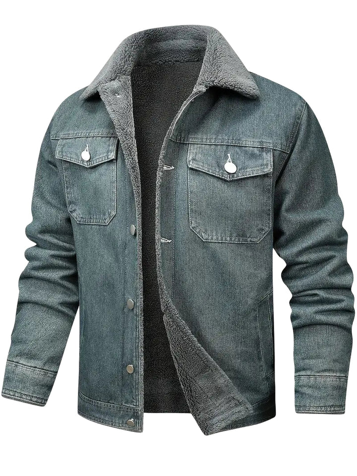 Geoffroy - Vintage Denim Jacket With Fleece Lining