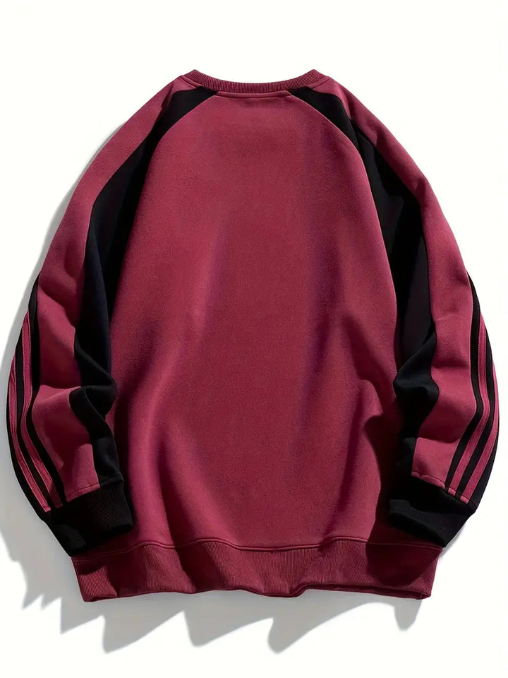 Maddox - Striped Sleeve And Round Neck Sweatshirt