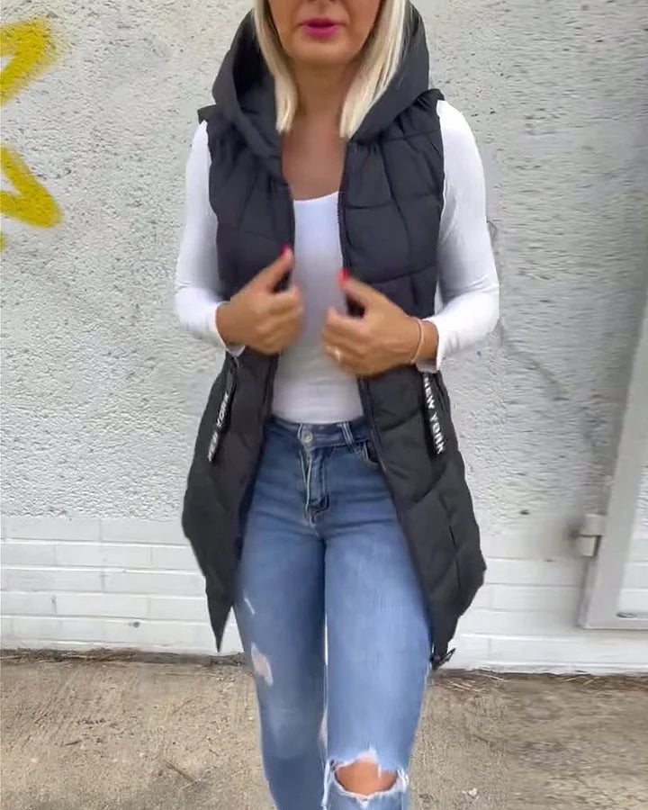 Laruna - Sleeveless Padded Coat With Zipper