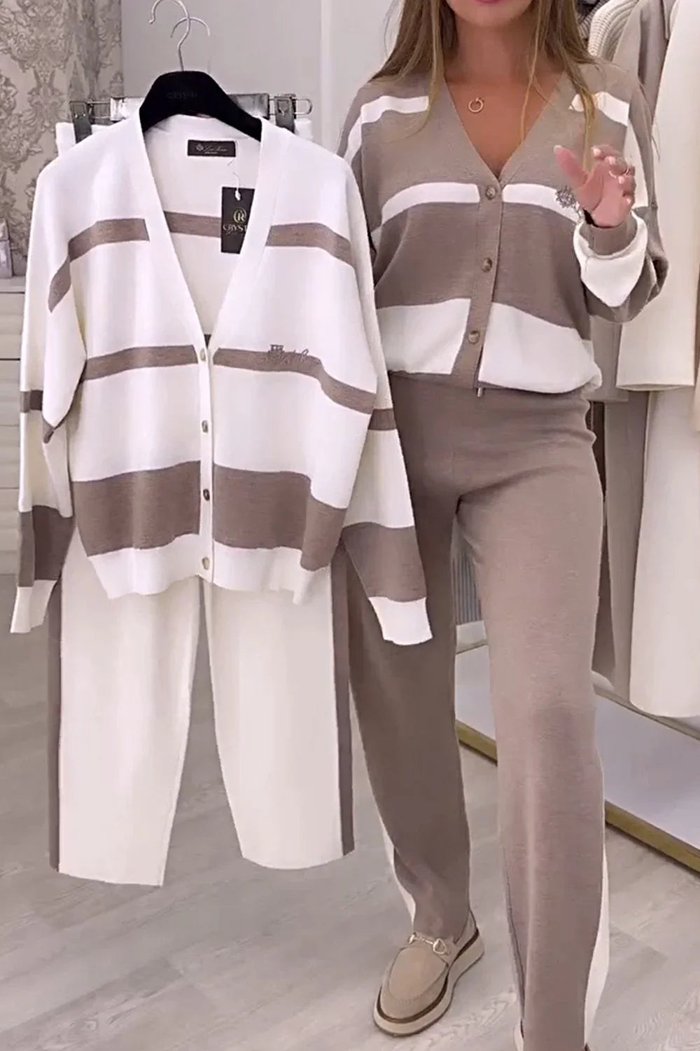 Fridolina - Fashionable Knitted Two-Piece Set