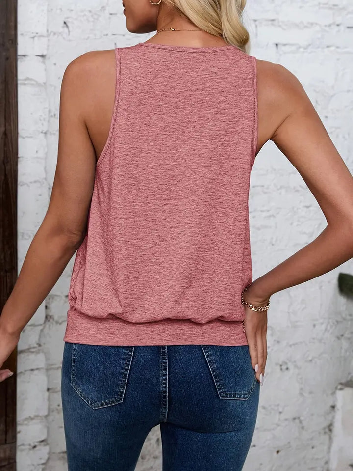 Afroditi - Casual V-Neck Knit Tank Top