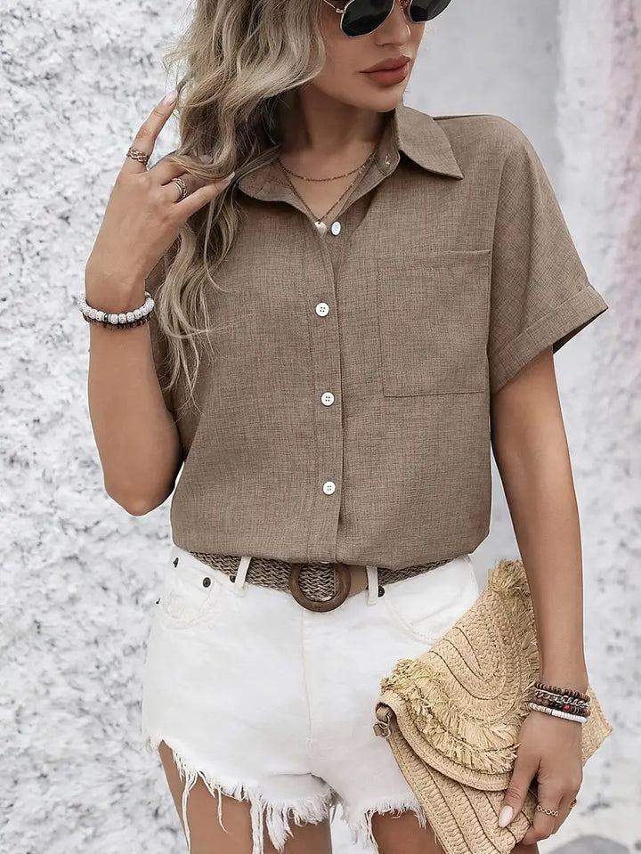Avina - Elegant Short Sleeve Shirt With Pocket