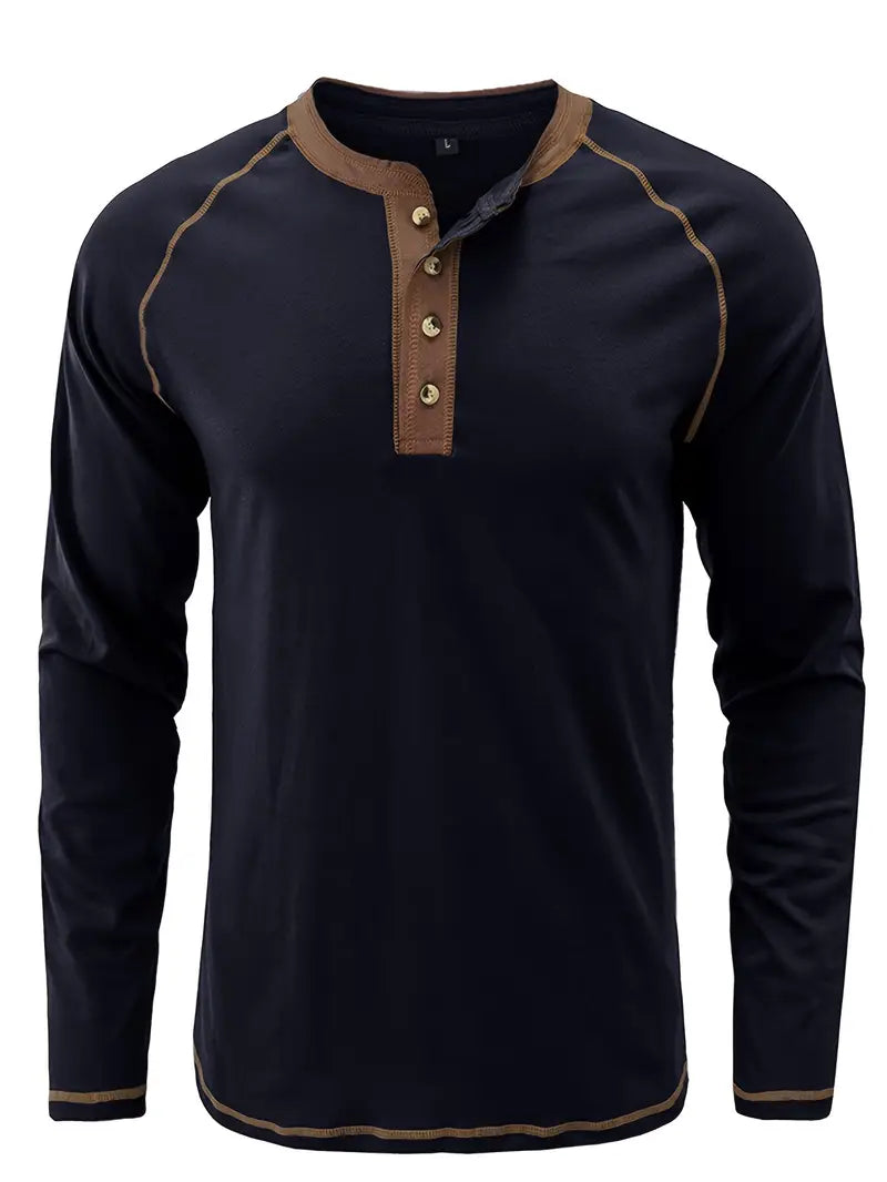 Sharma - Long Sleeve Crew Neck Henley Shirt