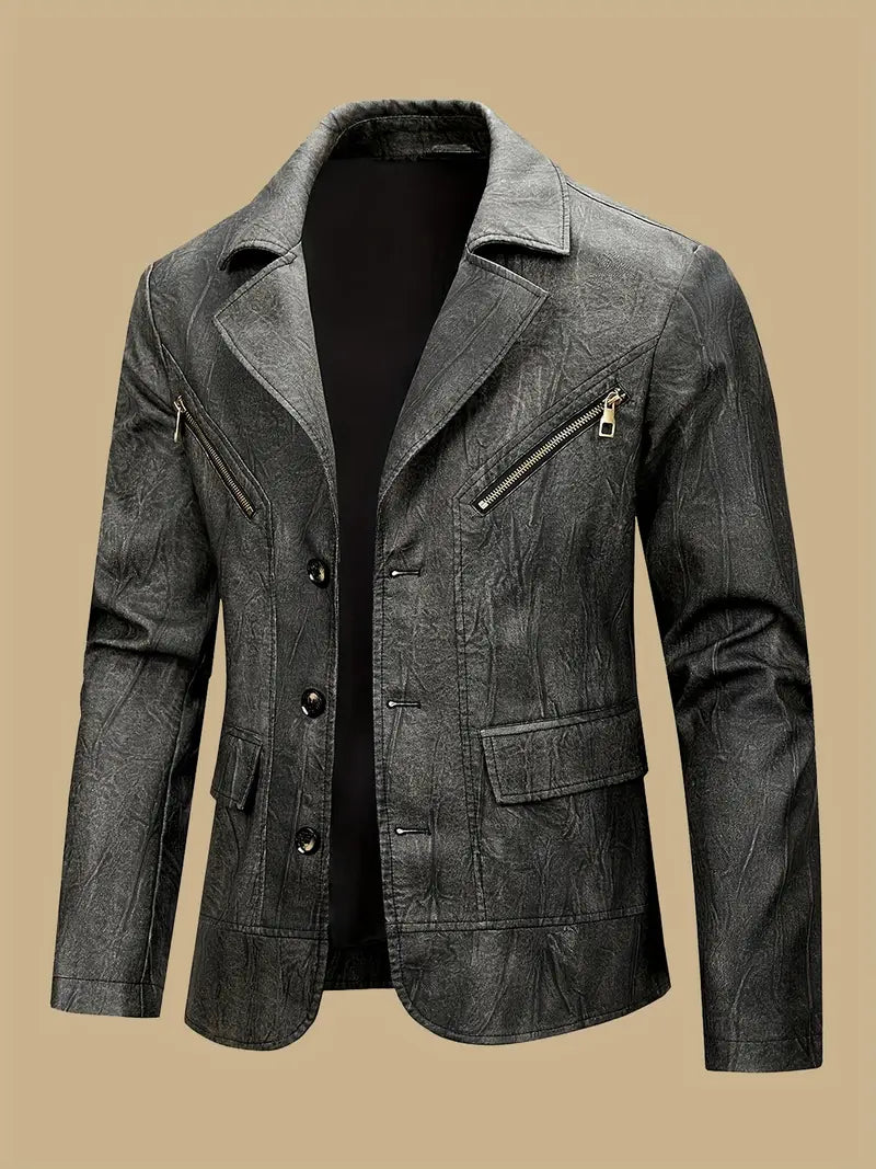 Julien - Leather Jacket With Locomotive Collar