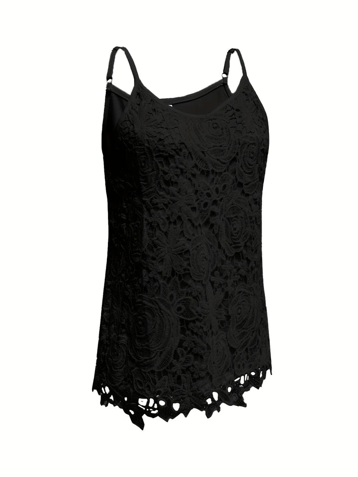 Juna - Elegant Sleeveless Lace Top With V Neck
