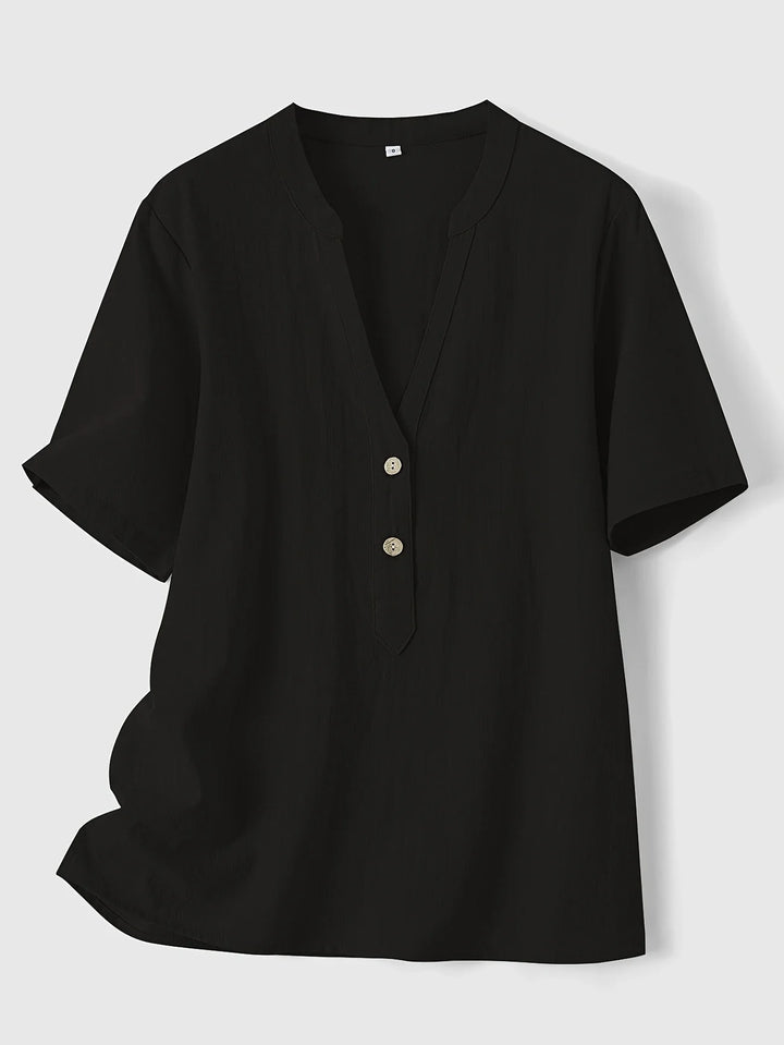 Nerida - Fashionable V-neck And Short Sleeve Blouse