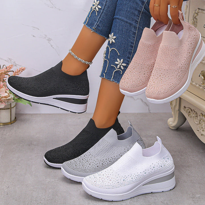 Loretha - Orthopedic Wedge Sneakers With Mesh Crystal