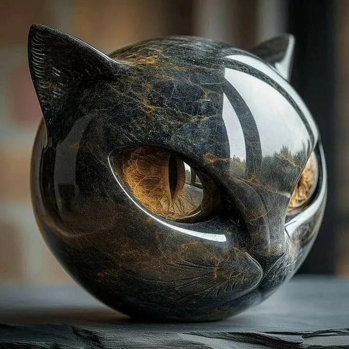 NyxCharm - Mystic Black Cat Head Sculpture