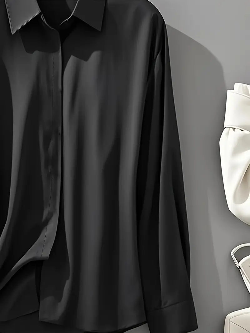 Amiliana - Elegant Long Sleeve Button Down Shirt