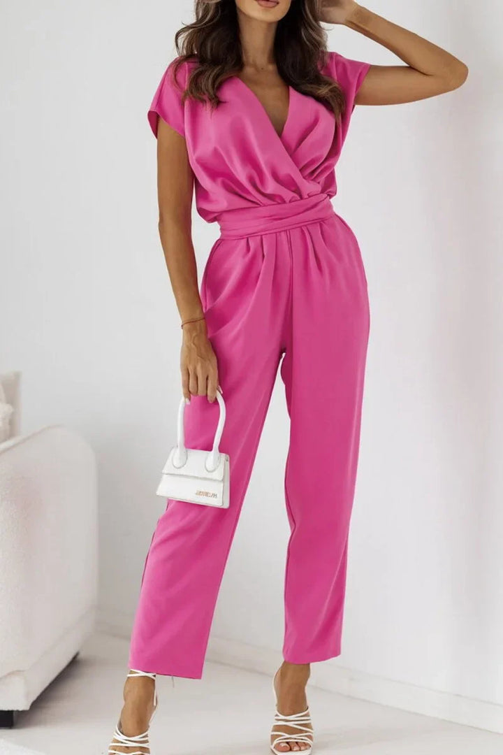 Maryana - Short Sleeve V-Neck Jumpsuit