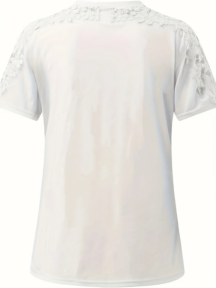 Ancuta - Elegant Summer Short Sleeve T Shirt With Lace