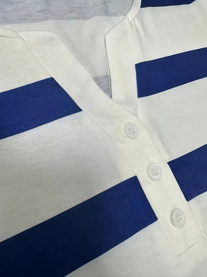 Dakota - Casual V Neck T Shirt With Striped Print