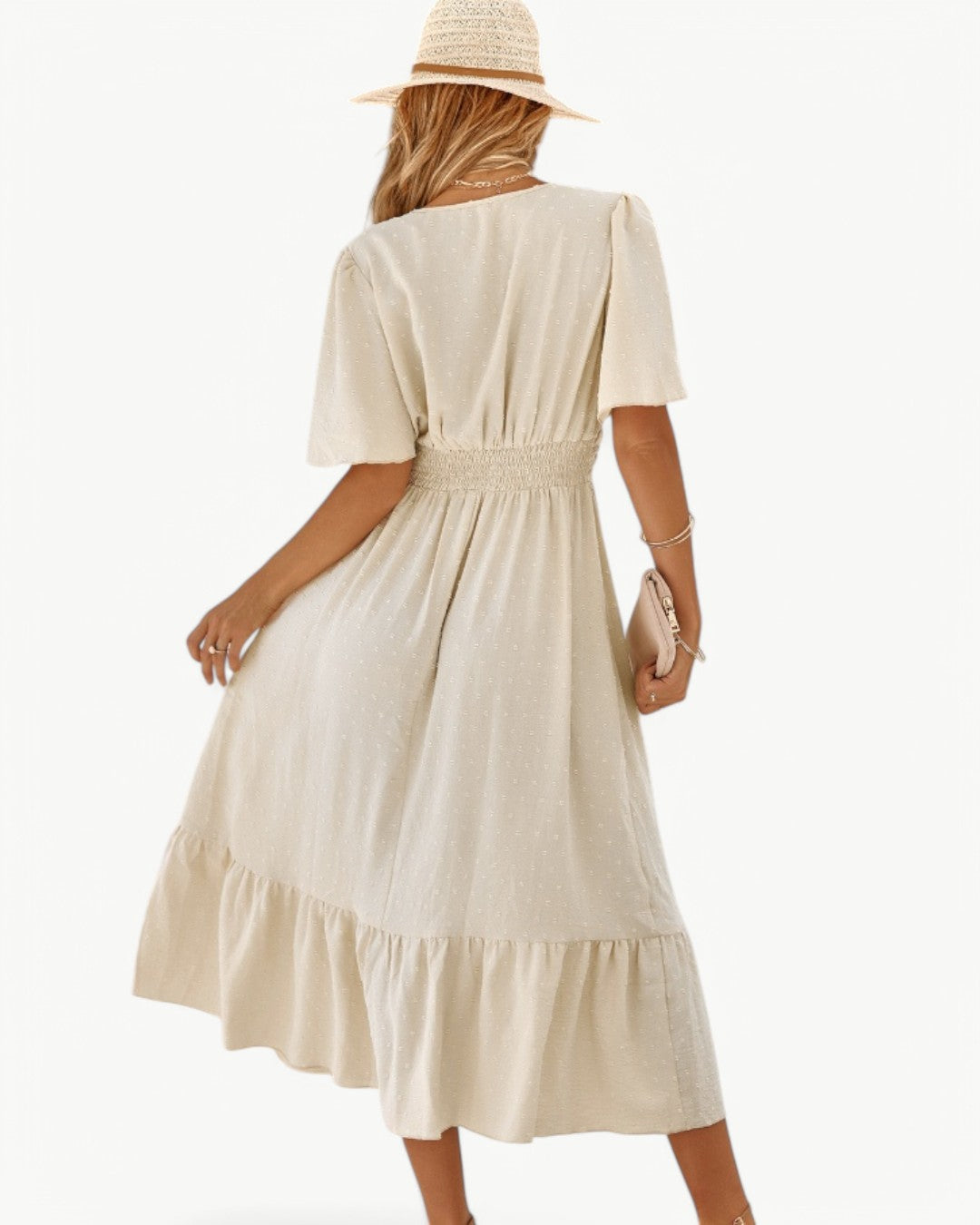 Marwa - Short Sleeves Dress with V-Neck