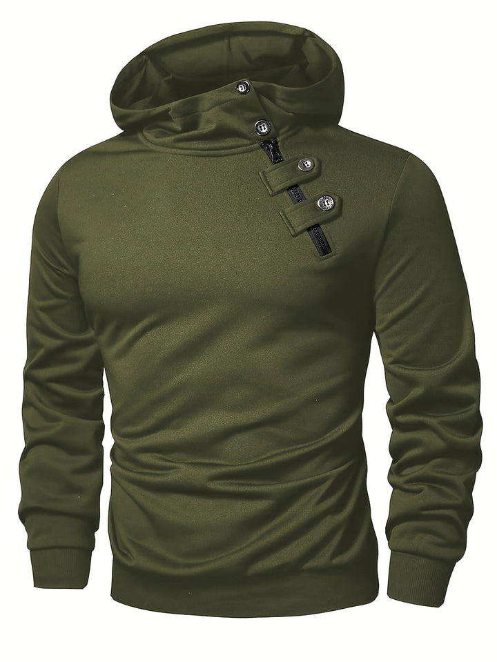 Klod - Casual Long Sleeve Hoodie With Button