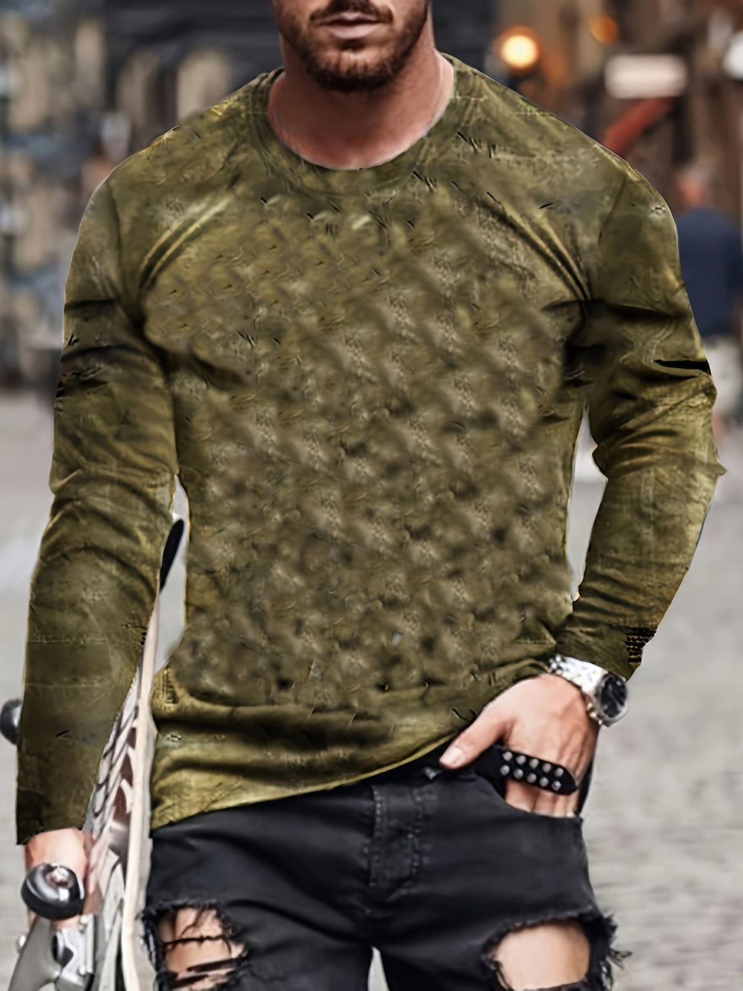 Calvin - Long Sleeve T-Shirt With Blocks Pattern