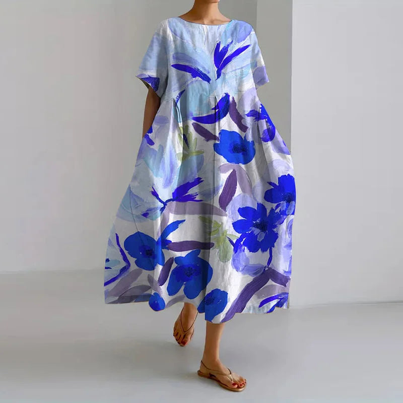 Lucasta - Comfortable V-neck Floral Print Dress