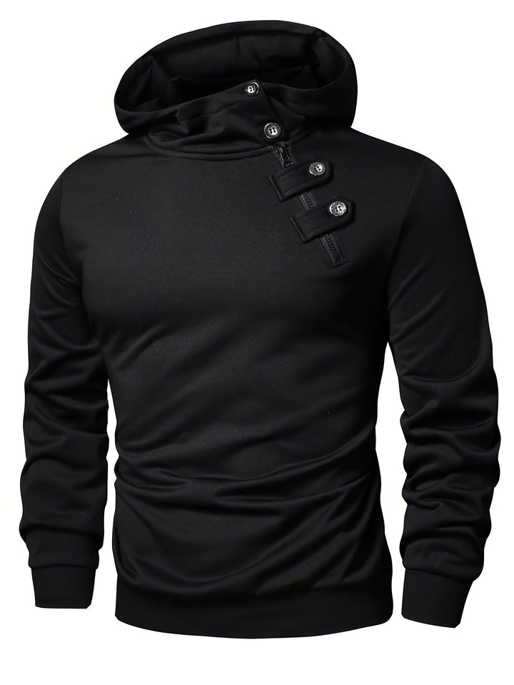 Klod - Casual Long Sleeve Hoodie With Button