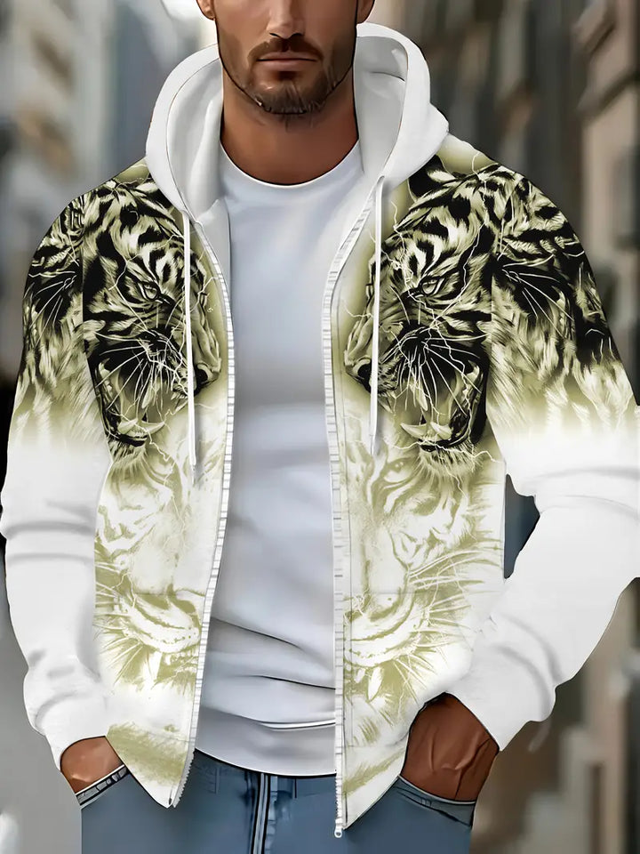 Murillo - Casual Long Sleeve Hoodie Jacket With Tiger Print
