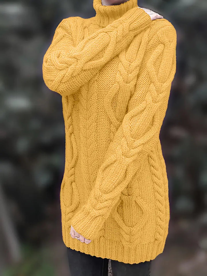 Narda - Chunky Cable Knitted Turtleneck Dress