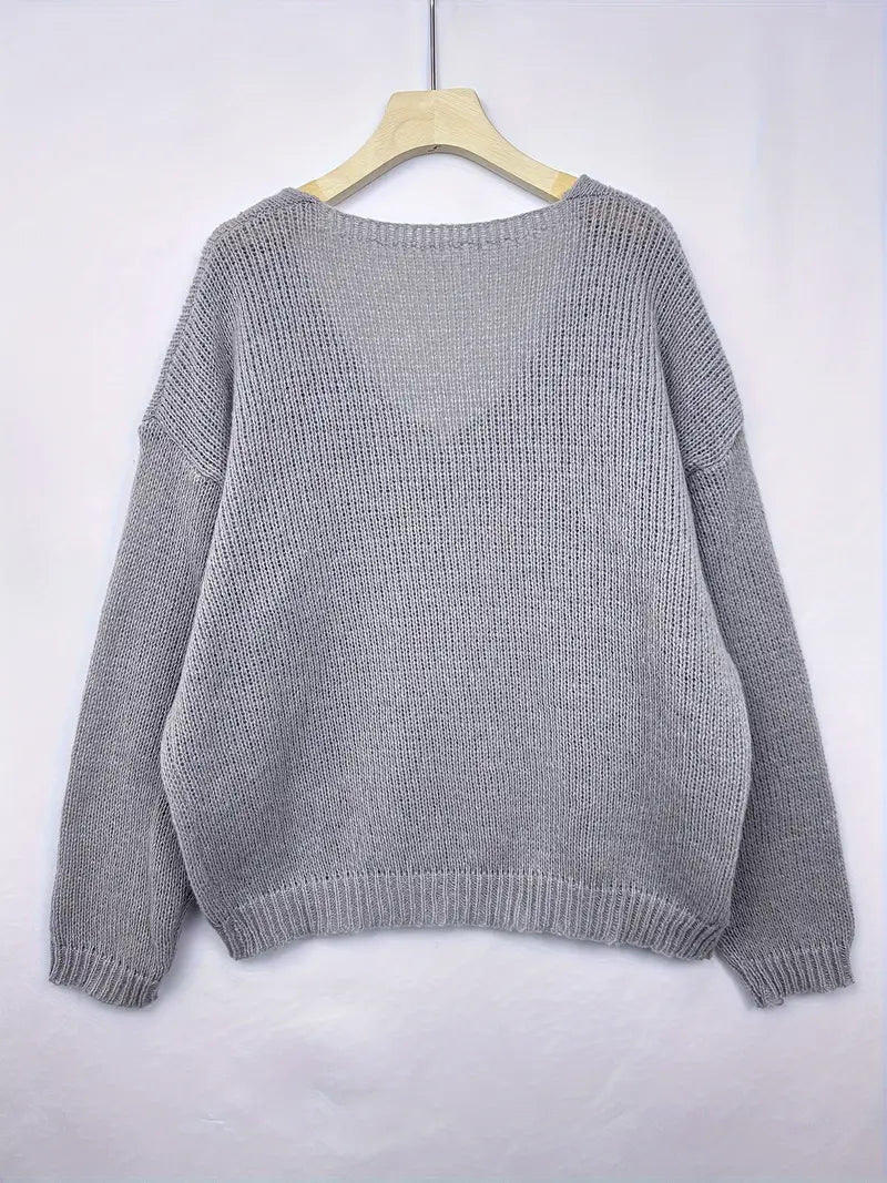 Schmidt - Casual Long Sleeve Sweater With V-Neck