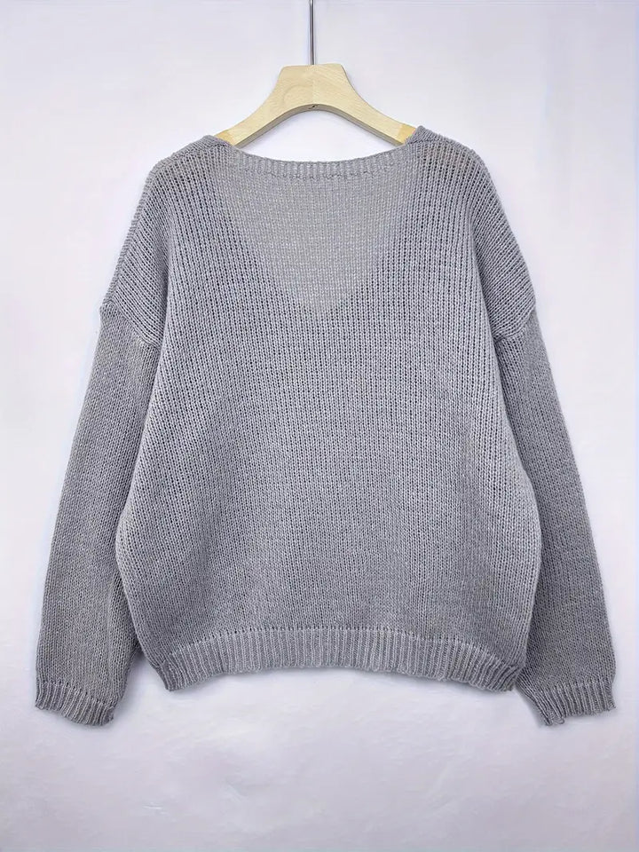 Schmidt - Casual Long Sleeve Sweater With V-Neck