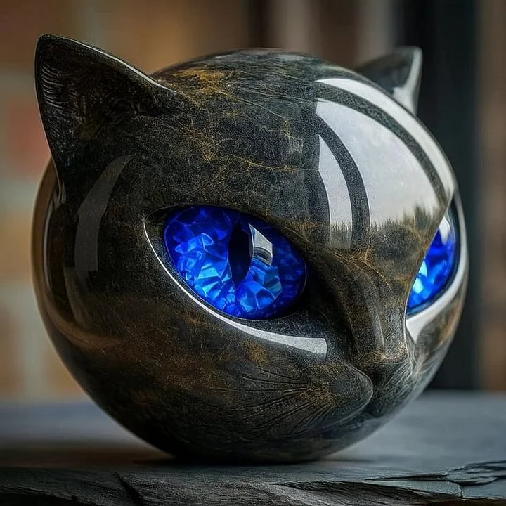 NyxCharm - Mystic Black Cat Head Sculpture