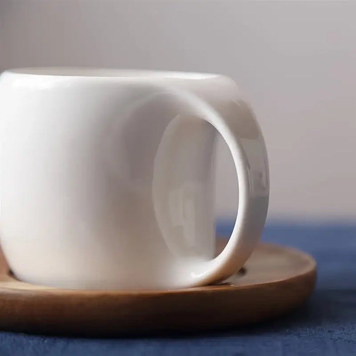 ClayHaven - Ceramic Coffee Mug With Wooden Saucer