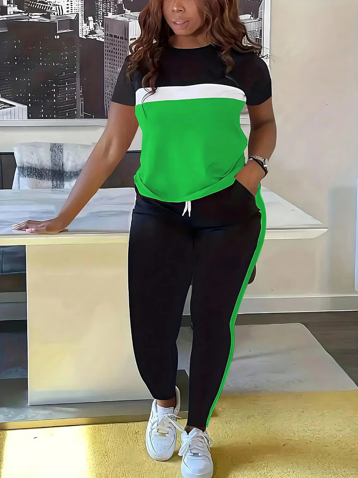 Fotini - Summer Fashionable Contrasting Colorful Casual Sporty Suit