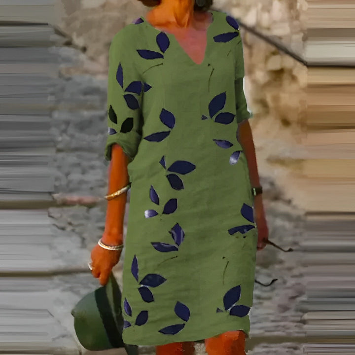 Zadie - Stunning Leaf Print Summer Dress