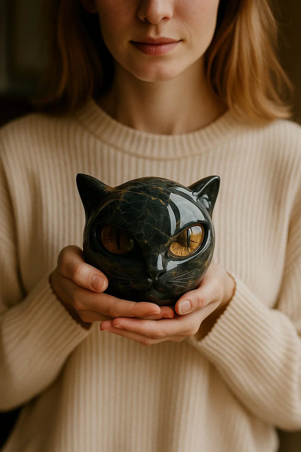 NyxCharm - Mystic Black Cat Head Sculpture