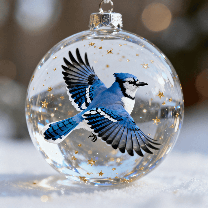 FrostFlight - Collection Of Glass Christmas Baubles With Cute Birds