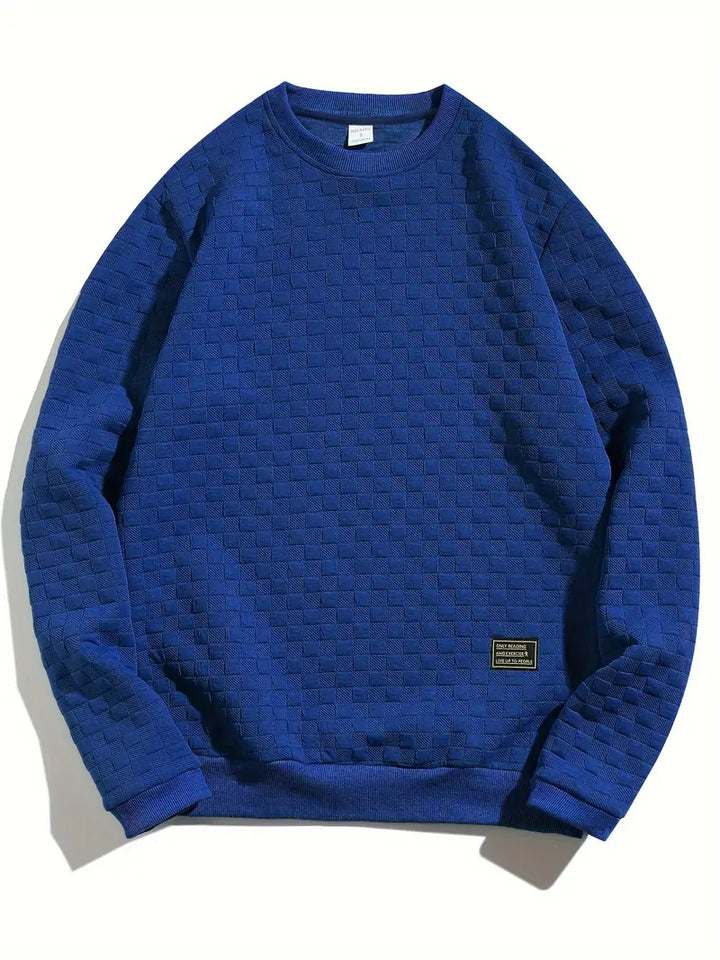 Stafford - Casual Checkered Textured Sweatshirt
