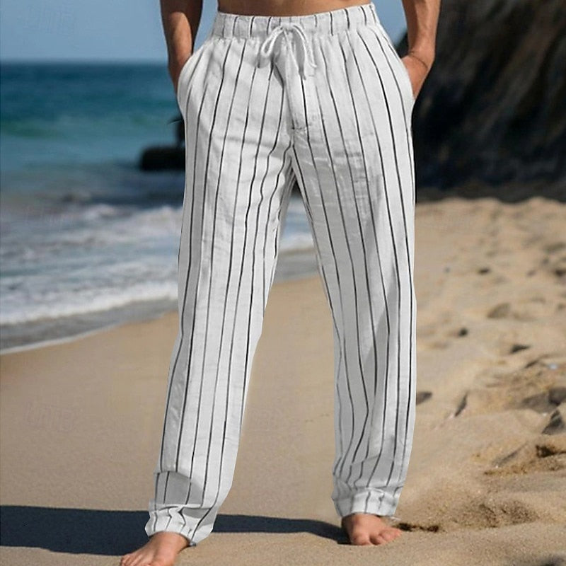 Boyan - Breathable Elastic Waist Stripe Trousers