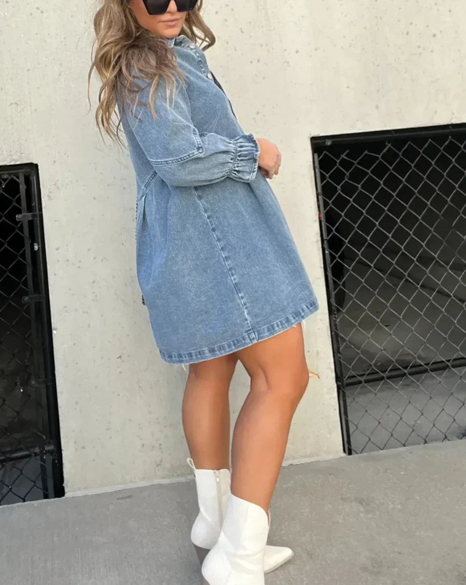 Cäcilia - Long Sleeve Denim Shirt Dress
