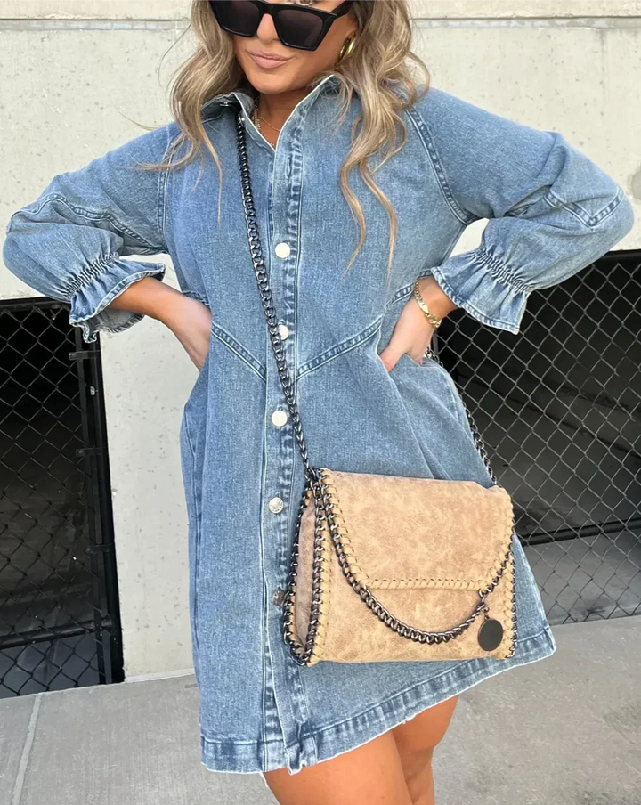 Cäcilia - Long Sleeve Denim Shirt Dress