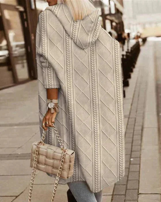 Cytheria - Longline And Cable Knit Hooded Cardigan